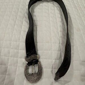 Vintage Michael Ross Black Leather and Silver Hardware Belt Size: M/L